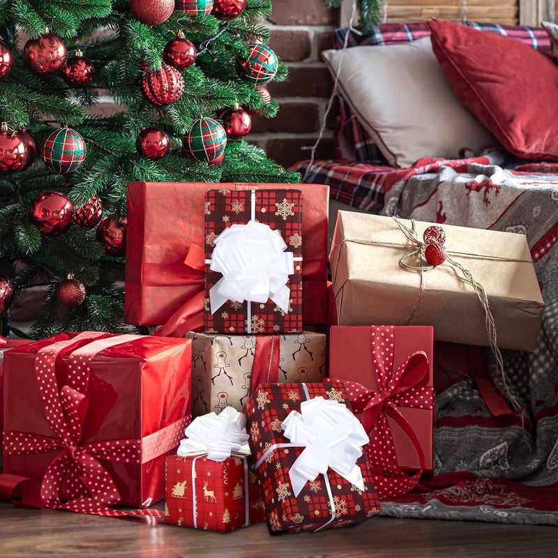 GWHOLE 60 Pcs 5'' White Ribbon Pull Bows for Gift Wraps, Wedding Decor - Image 4